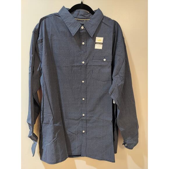 Lee Other - Lee Premium Quality Men’s Long Sleeve Button Down Shirt Navy 2XB Cotton